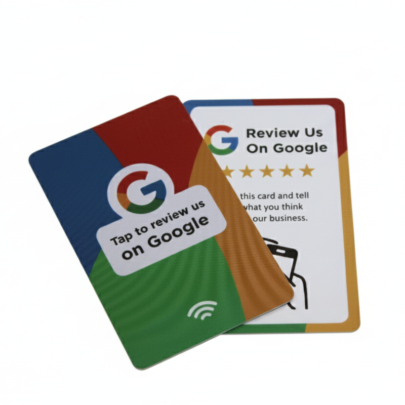 NFC PVC printed Google Review jazzy Multi-coloured version NXP NTAG213