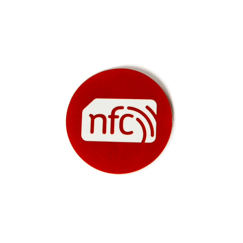 30mm NFC Sticker Red PVC and white logo - NTAG213