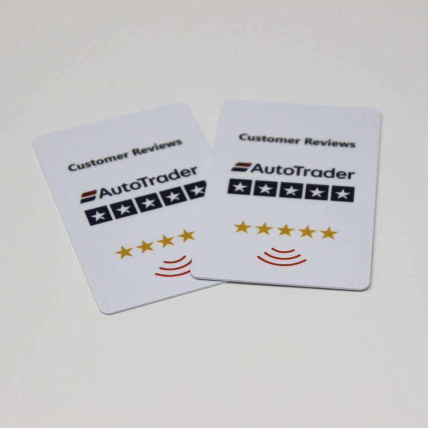 NFC PVC printed AutoTrader review card - NXP NTAG213
