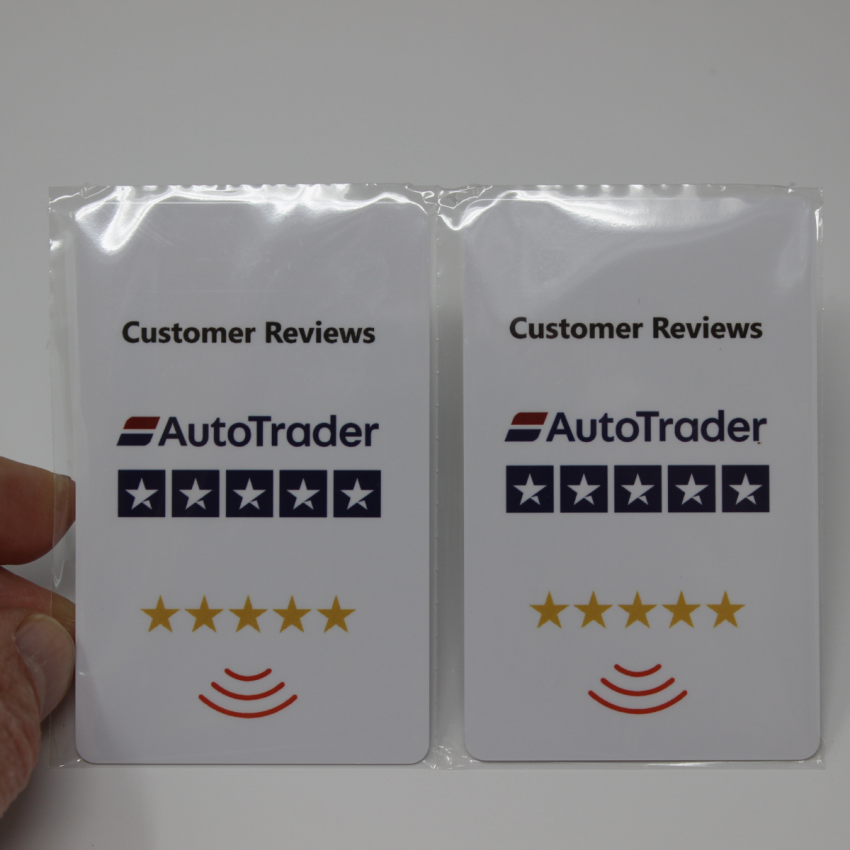 NFC PVC printed AutoTrader review card - NXP NTAG213