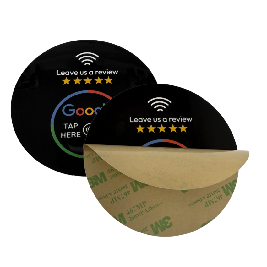 10cm Round Black Google Review Window Sticker - NXP NTAG213