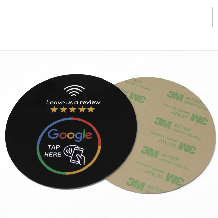 10cm Round Black Google Review Window Sticker - NXP NTAG213