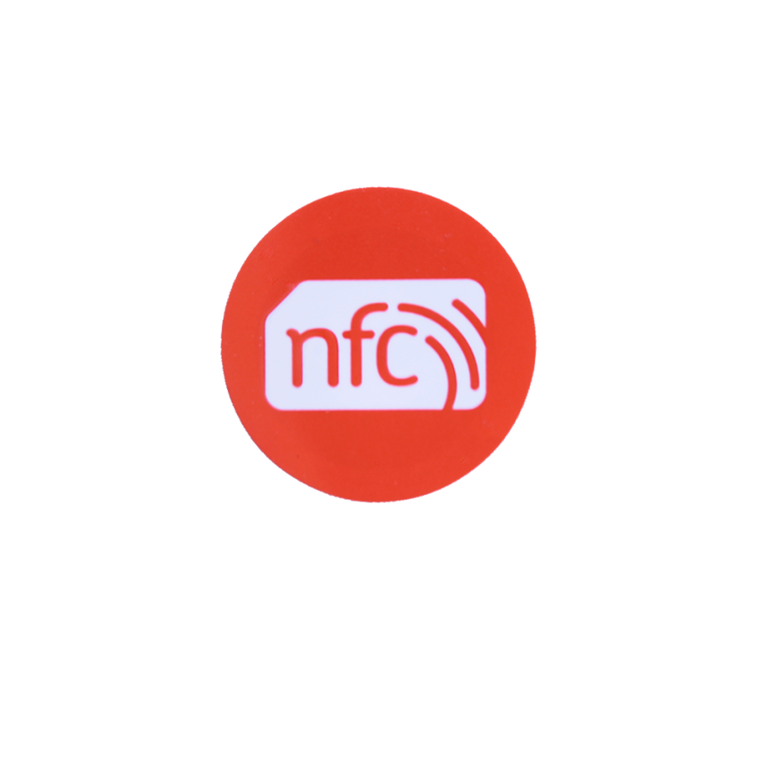 30mm NFC Sticker ORANGE PVC and white logo - NTAG213