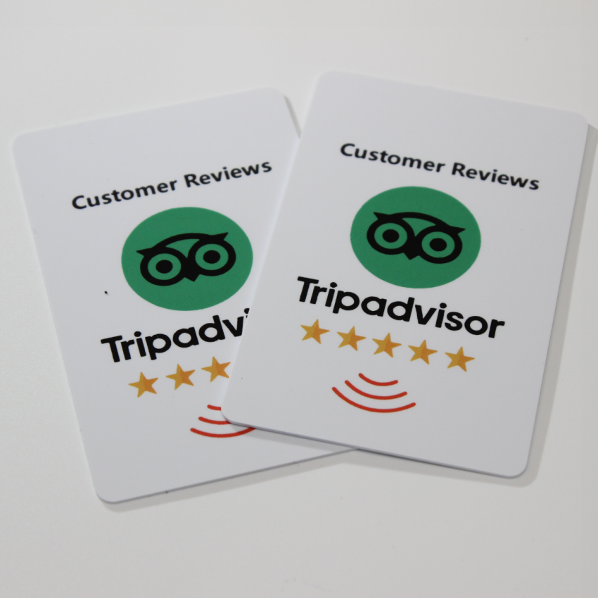 NFC PVC printed Tripadvisor review card - NXP NTAG213